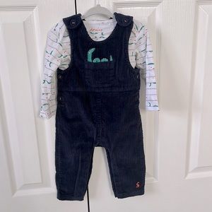 Joules Navy Corduroy Nessie Overalls and Shirt, 9-12 mos